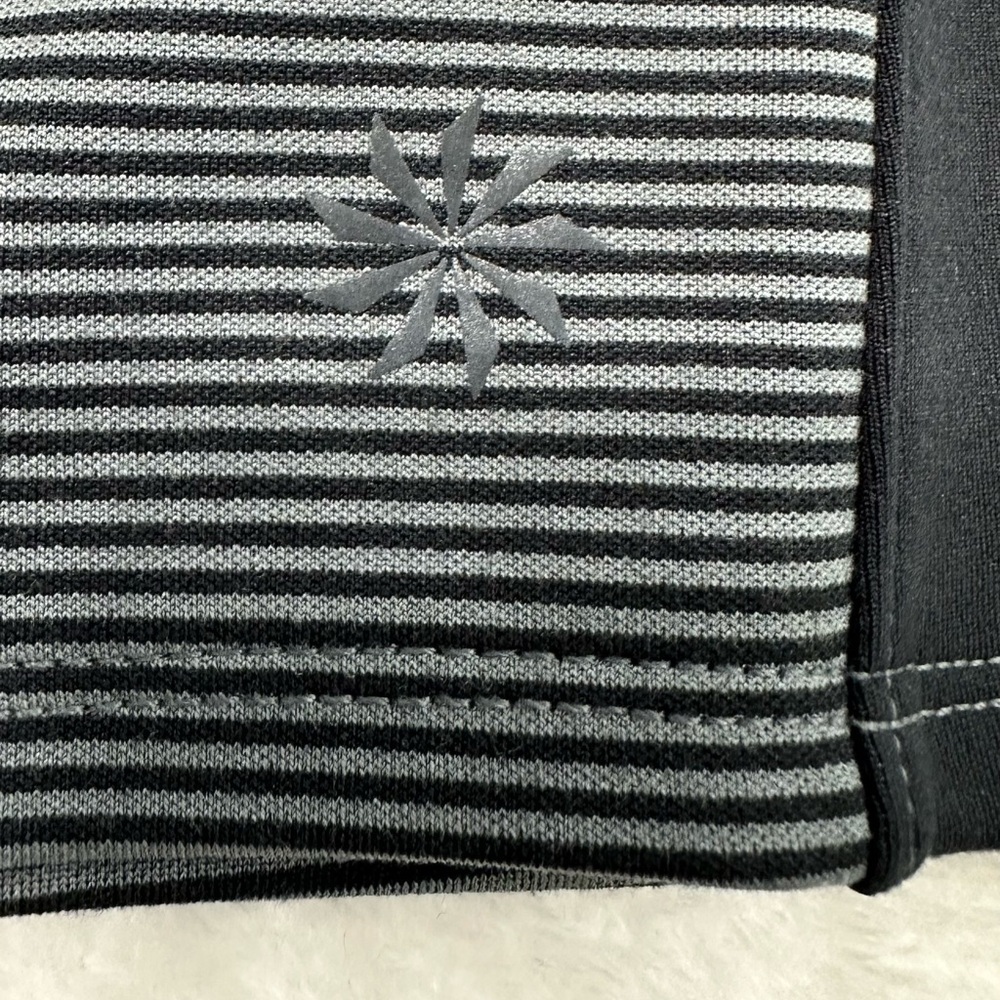 Athleta Black and Gray Stripes Sweatshirt With Zipper Pockets Run Gym Size L - Picture 12 of 14